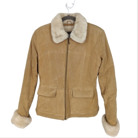 S - Maxima Wilson's Leather | Genuine leather 90s Tan Faux Fur Jacket - Picture 5 of 5